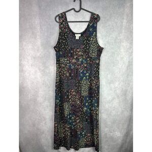 Coldwater Creek Floral Print Maxi Dress‎ Sleeveless Multicolor Patchwork